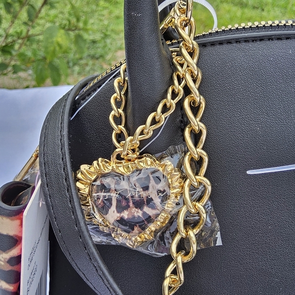 Betsey Johnson Black and Leopard Satchel - Picture 6 of 9